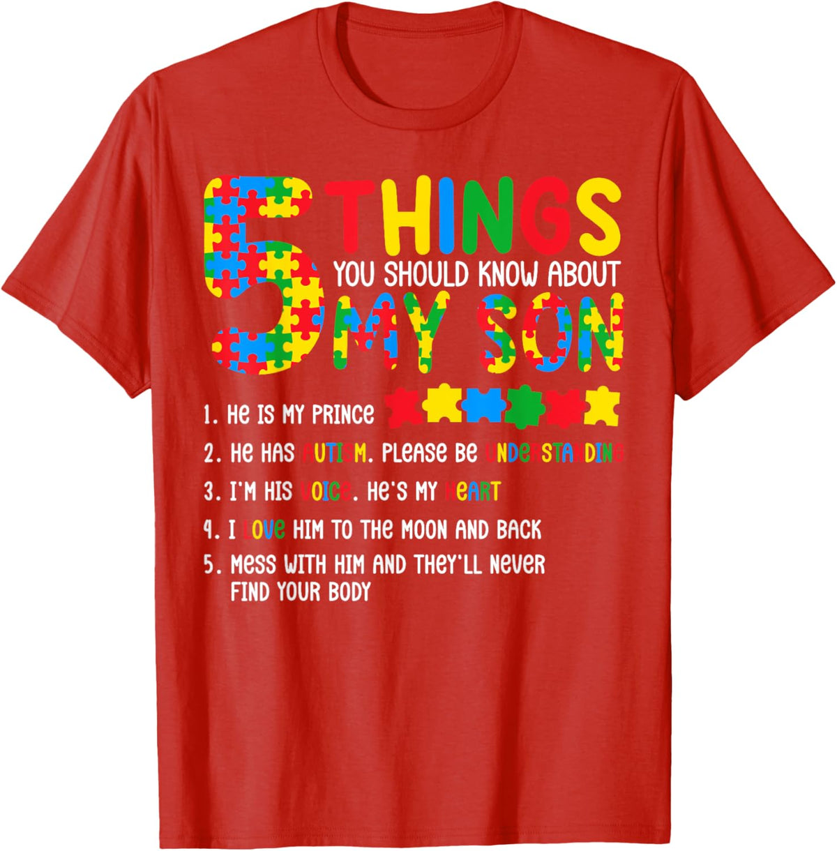 Autism Awareness Shirt 5 Things You Should Know About My Son
